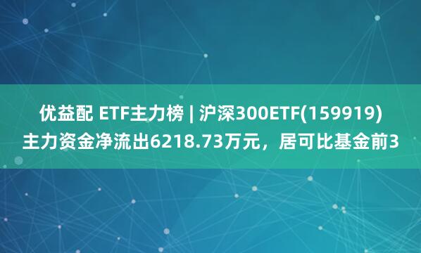 优益配 ETF主力榜 | 沪深300ETF(159919)主力资金净流出6218.73万元，居可比基金前3