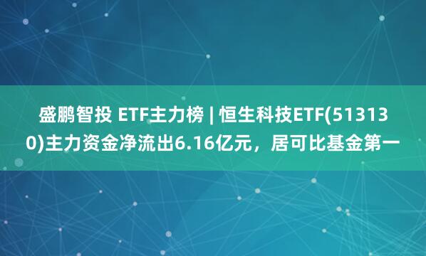 盛鹏智投 ETF主力榜 | 恒生科技ETF(513130)主力资金净流出6.16亿元，居可比基金第一
