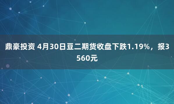 鼎豪投资 4月30日豆二期货收盘下跌1.19%，报3560元