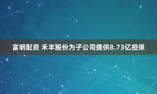 富明配资 禾丰股份为子公司提供8.73亿担保