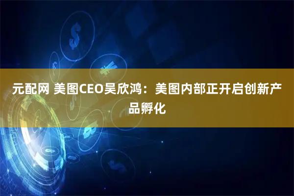 元配网 美图CEO吴欣鸿:美图内部正开启创新产品孵化